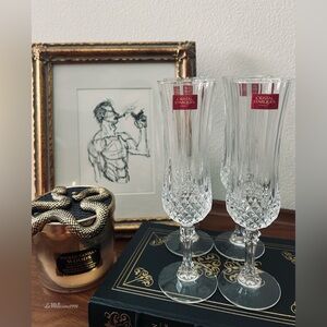 Set Of 4 Crystal D’Arques Durand Champagne Flutes